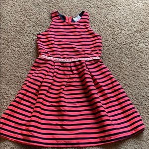 Pink & Navy Blue Stripe Dress Girl •4